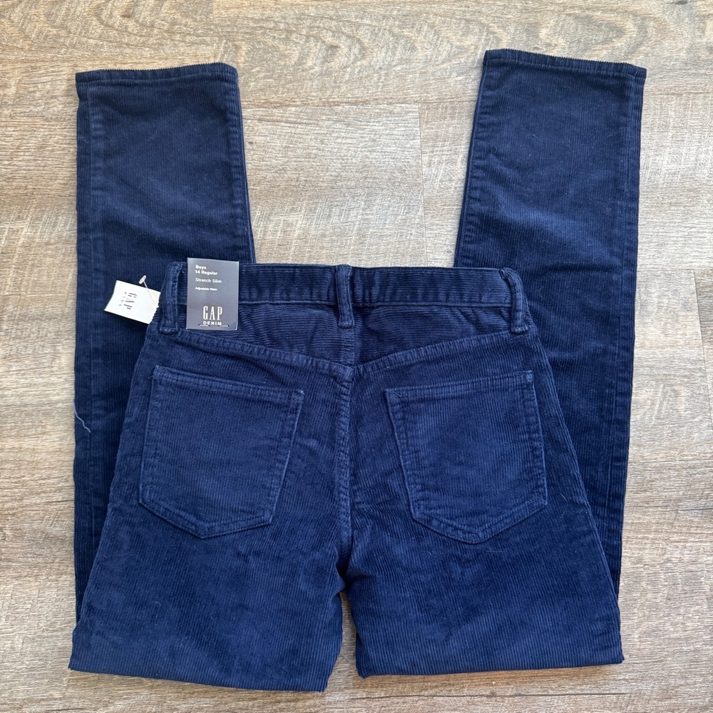 Gap Kids Corduroy Pants Stretch Slim Boys Size 14 New With Tags Blue